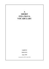 book A Short Itza Maya Vocabulary