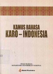 book Kamus Bahasa Karo-Indonesia