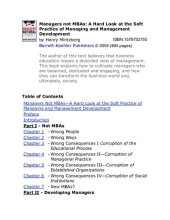 book Henry Mintzberg Managers not MBAs A Hard Look at the Soft Practice of Managing and Management Development Berrett Koehler Publishers 2005