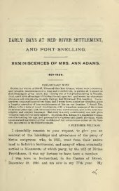 book Early Days at Red River Settlement, and Fort Snelling - 1821-1829