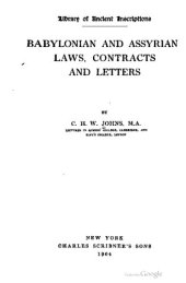 book Babylonian and Assyrian Law, Contracts and Letters