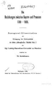 book Die Beziehungen zwischen Bayern und Preussen 1799-1805. Inaugural-Dissertation