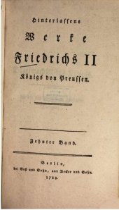 book Hinterlassene Werke Friedrichs II. König von Preussen