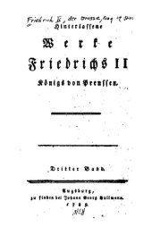 book Hinterlassene Werke Friedrichs II. König von Preussen