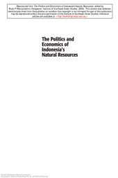 book The politics and economics of Indonesia's natural resources