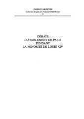 book Débats du Parlement de Paris pendant la minorité de Louis XIV