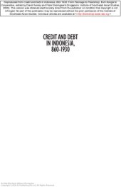 book Credit and debt in Indonesia, 800 - 1930 : from peonage to pawnshop, from kongsi to cooperative