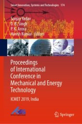 book Proceedings of International Conference in Mechanical and Energy Technology: ICMET 2019, India