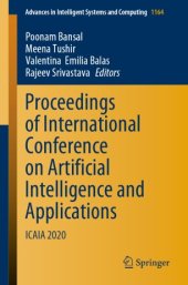 book Proceedings of International Conference on Artificial Intelligence and Applications: ICAIA 2020