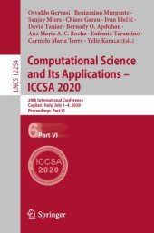 book Computational Science and Its Applications – ICCSA 2020: 20th International Conference, Cagliari, Italy, July 1–4, 2020, Proceedings, Part VI