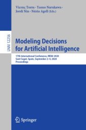 book Modeling Decisions for Artificial Intelligence: 17th International Conference, MDAI 2020, Sant Cugat, Spain, September 2–4, 2020, Proceedings