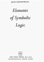 book Elements of Symbolic Logic