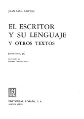 book El escritor y su lenguaje y otros textos (Situations, IX)