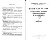 book Entre acte et sens. Recherches sur la théorie phénoménologique de la signification