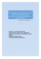 book El Regiment de prínceps de Gil de Roma traduït per Arnau Estanyol. Tradició manuscrita i edició textual