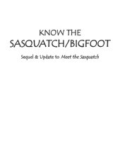 book Know the Sasquatch/Bigfoot