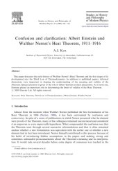 book Einstein and Walther Nernst's Heat Theorem