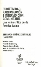 book Subjetividad, participación e intervención comunitaria. Una visión crítica desde América Latina