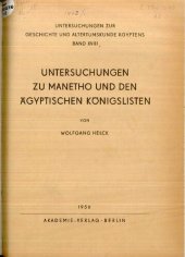 book Untersuchungen zu Manetho und den ägyptischen Königslisten