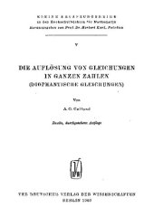 book Die Auflösung von Gleichungen in ganzen Zahlen (Diophantische Gleichungen)