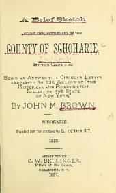 book A Brief Sketch of the First Settlement of the County of Schoharie, by the Germans