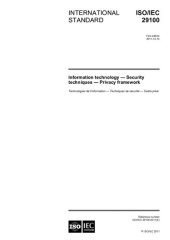 book [ISO/IEC 29100:2011] Information technology — Security techniques — Privacy framework