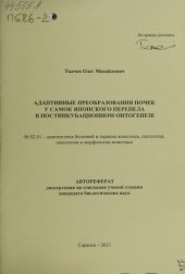 book Адаптивные преобразования почек у самок японского перепела в постинкубационном онтогенезе