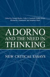 book Adorno and the Need in Thinking: New Critical Essays