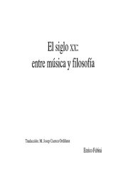 book El siglo XX : entre música y filosofía