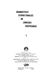 book Gramáticas estructurales de lenguas bolivianas I