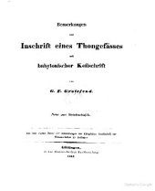 book Bemerkungen zur Inschrift eines Thongefässes mit babylonischer Keilschrift