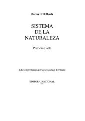 book Sistema de la Naturaleza. Primera Parte