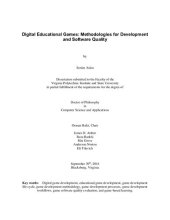 book Digital Educational Games: Methodologies for Development and Software Quality