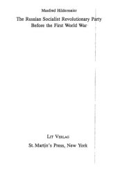 book The Russian Socialist Revolutionary Party Before the First World War