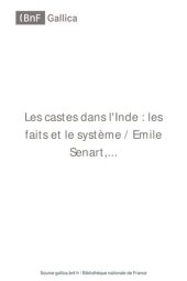 book Les castes dans l'Inde : les faits et le système