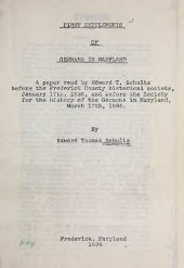 book First Settlements of Germans in Maryland