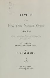 book Review of the New York Musical Season 1889-1890