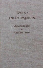 book Walther von der Vogelweide: Untersuchungen