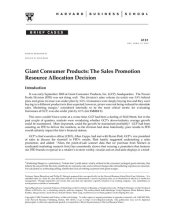 book Giant Consumer Products: The Sales Promotion Resource Allocation Decision  (Business case study)