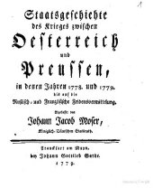 book Staatsgeschichte des Krieges zwischen Österreich und Preußen, in denen Jahrehn 1778 und 1779