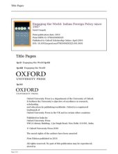 book Engaging the World: Indian Foreign Policy since 1947