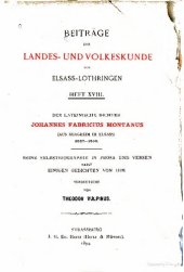 book Der lateinische Dichter Johannes Fabricius Montanus (aus Bergheim im Elsass) 1527-1566; seine Slbstbiographie in Prosa und Versen nebst einigen Gedichten von ihm