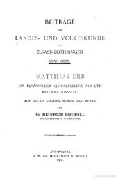 book Matthias Erb, ein elsässischer Glaubenszeuge aus der Reformationszeit; aufgrund archivalischer Dokumente