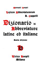 book Dizionario di abbreviature latine ed italiane