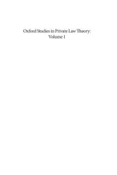 book Oxford Studies in Private Law Theory: Volume I