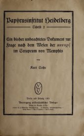 book Ein bisher unbeachtetes Dokument zur Frage nach dem Wesen der katochē  im Serapeum von Memphis