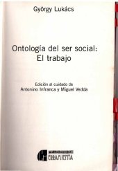 book Ontología del ser social. El trabajo