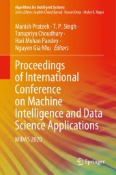 book Proceedings of International Conference on Machine Intelligence and Data Science Applications: MIDAS 2020