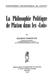 book La philosophie politique de Platon dans les "Lois"