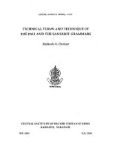 book Technical Terms and Technique of the Pali and the Sanskrit Grammars